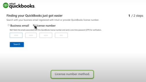 quickbooks enter license number
